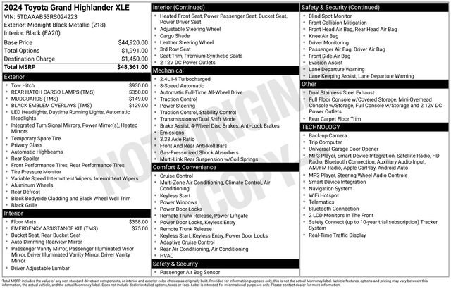 toyota grand highlander 2024 5TDAAAB53RS024223 image toyota grand highlander 2024 5TDAAAB53RS024223 image